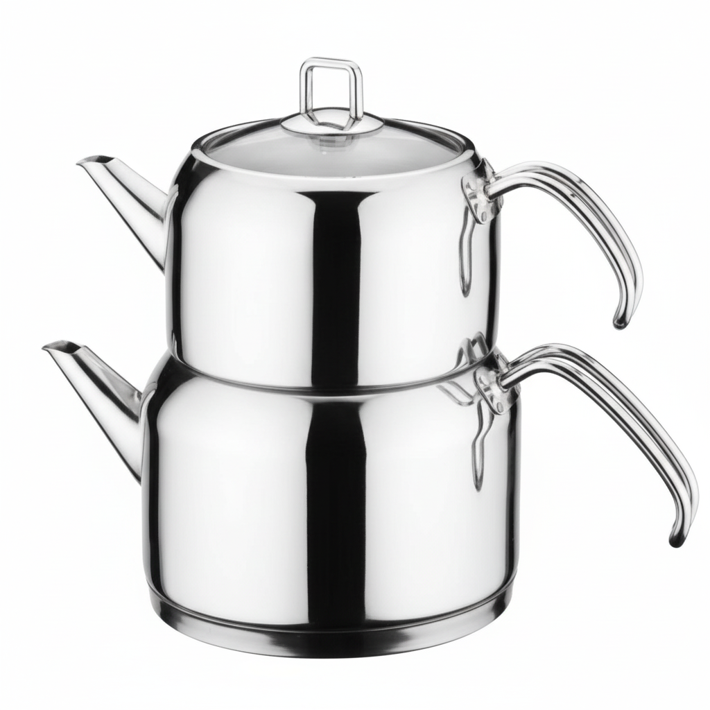 S1311 Evimsaray Ece Mini Boy Çaydanlık - Paslanmaz Çelik Çay Seti