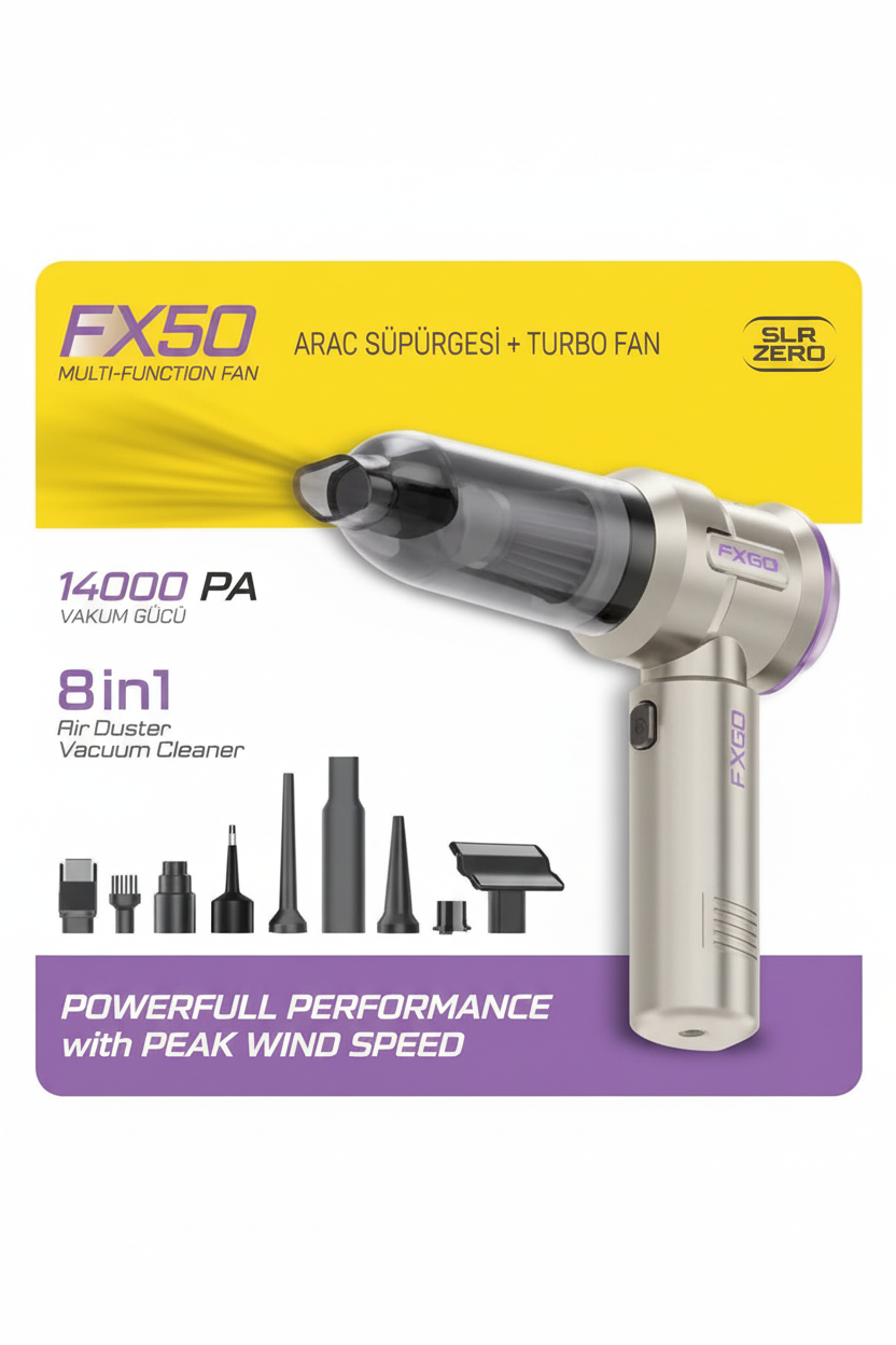 Subzero Araç İçi Vacuum Süpürge 14000 Pa – Güçlü Emiş & Kablosuz Temizlik