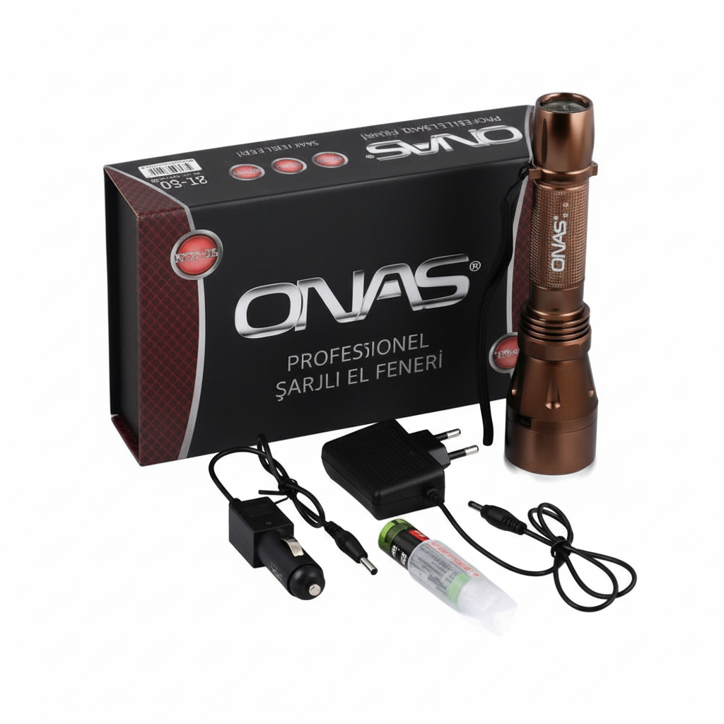 Onas NS-605 Profesyonel Şarjlı El Feneri - LED Taktik Fener Seti