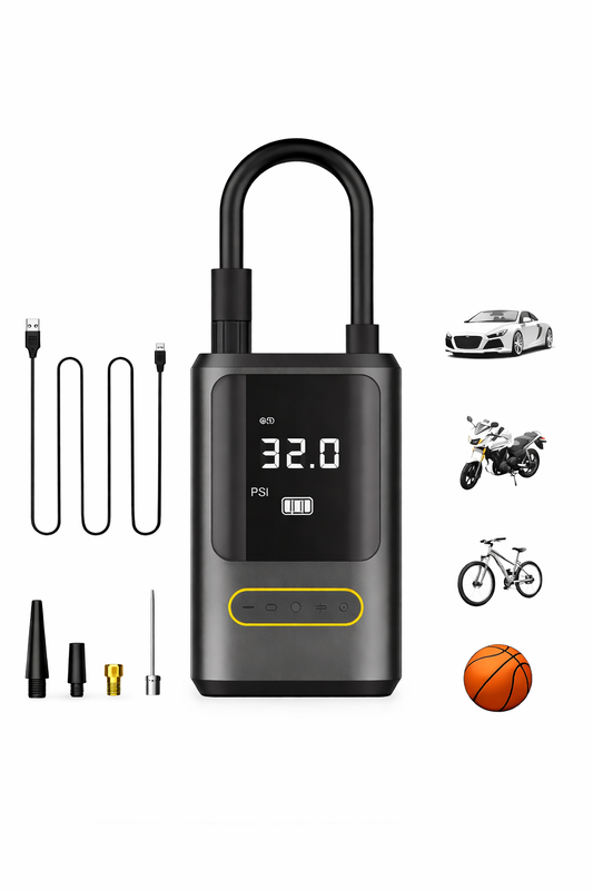 Taşınabilir Hava Kompresörü Powerbank - Dijital Ekranlı Şarjlı Lastik Pompası