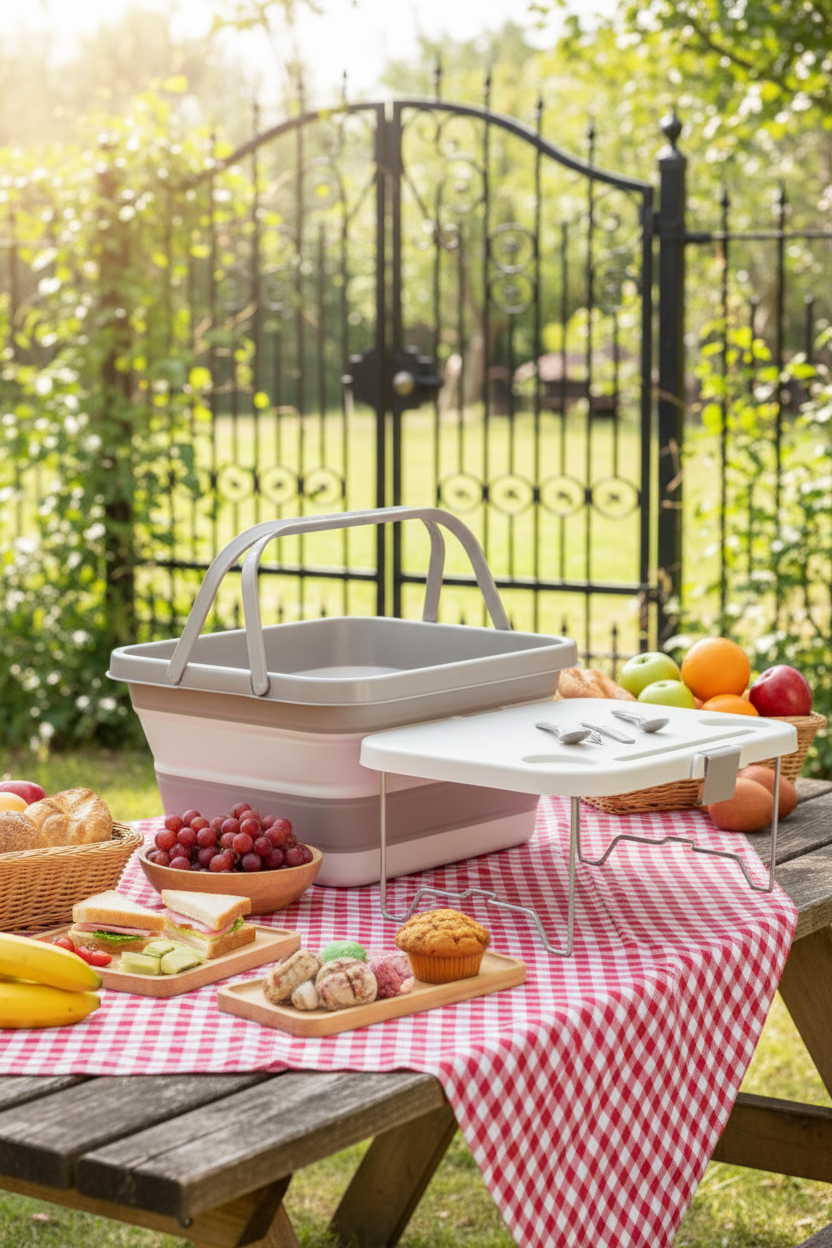 Akay AK-6405 Katlanır Piknik Seti - Taşınabilir Masa ve Leğen Seti