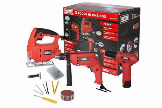 Atlas Trio Set LI (Matkap + Dekupaj + Vidalama) A0602025 - 3'lü Profesyonel Alet Seti