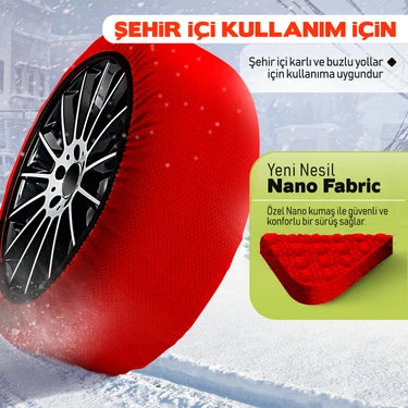 Dust Kar Çorabı – Kar Zinciri Alternatifi Lastik Çorabı | Karlı & Buzlu Yol Tutucu