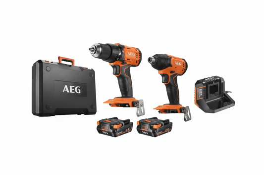 AEG JP1812 202C Akülü Alet Seti 18V 2 Parça (Matkap + Darbeli Vidalama) 2x2.0Ah Bataryalı