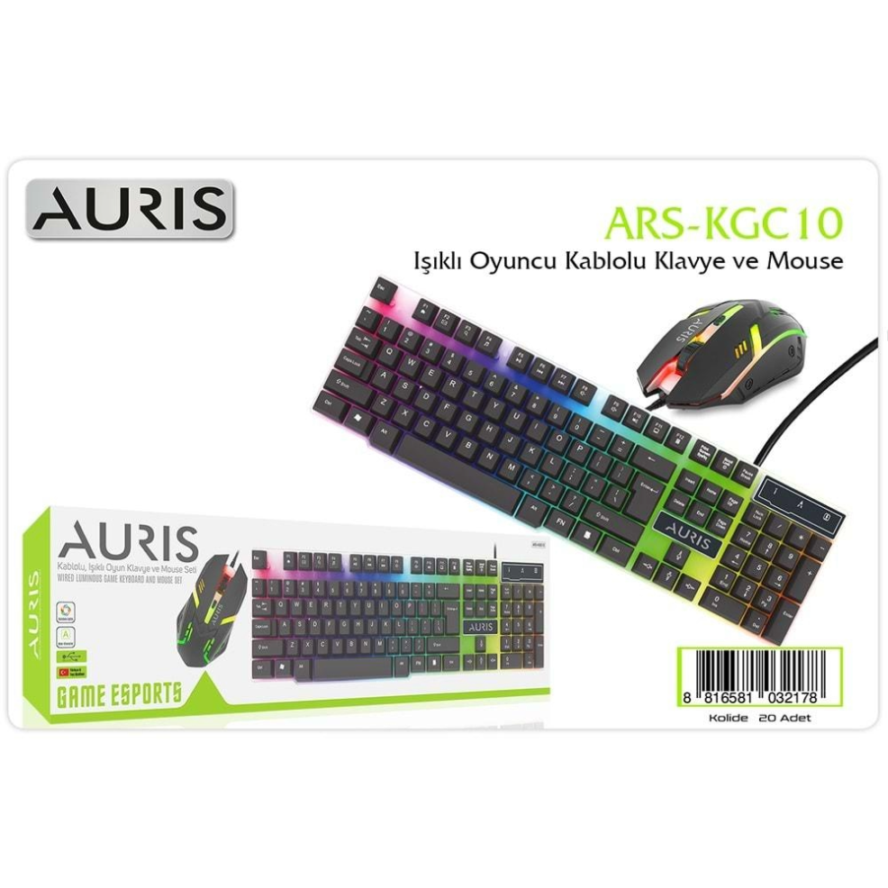 ARS KGC 10 RGB Işıklı Oyuncu Kablolu Klavye & Mouse Set – Gaming Aksesuar