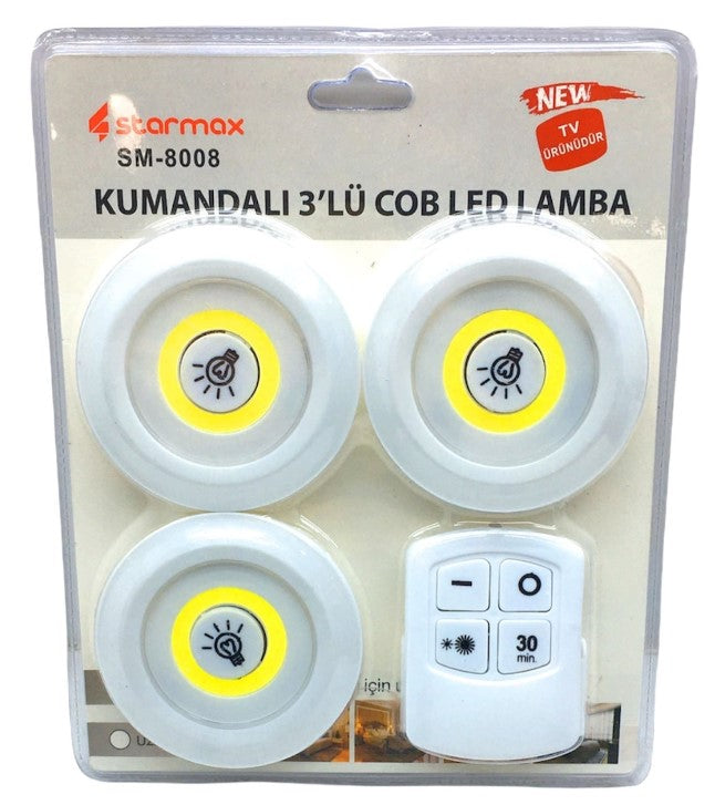 Kumandalı Pilli LED Lamba 3'lü STARMAX