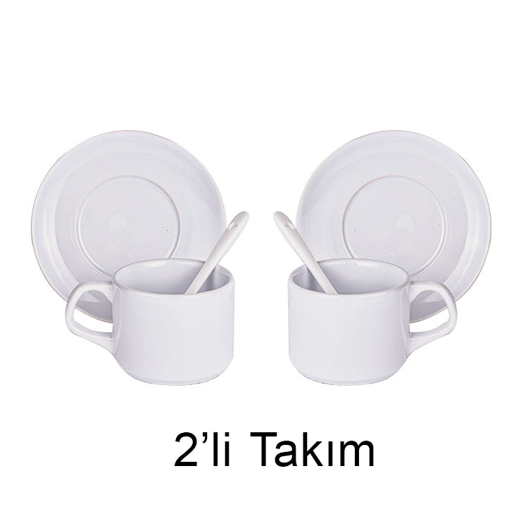 Sublimasyonlu İkili Kaşıklı Porselen Fincan Seti - Kişiselleştirilebilir