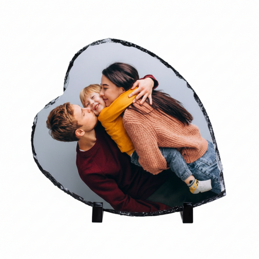 Sublimasyonlu Kalp Doğal Taş - Kişiselleştirilebilir Fotoğraf Baskısı