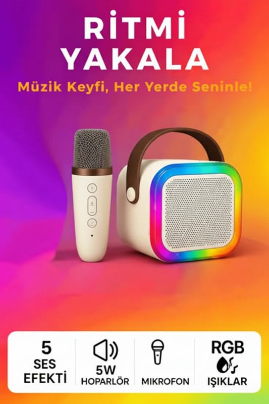Subzero WR187 Karaoke Speaker – Bluetooth Mikrofonlu RGB Işıklı Bluetooth Hoparlör